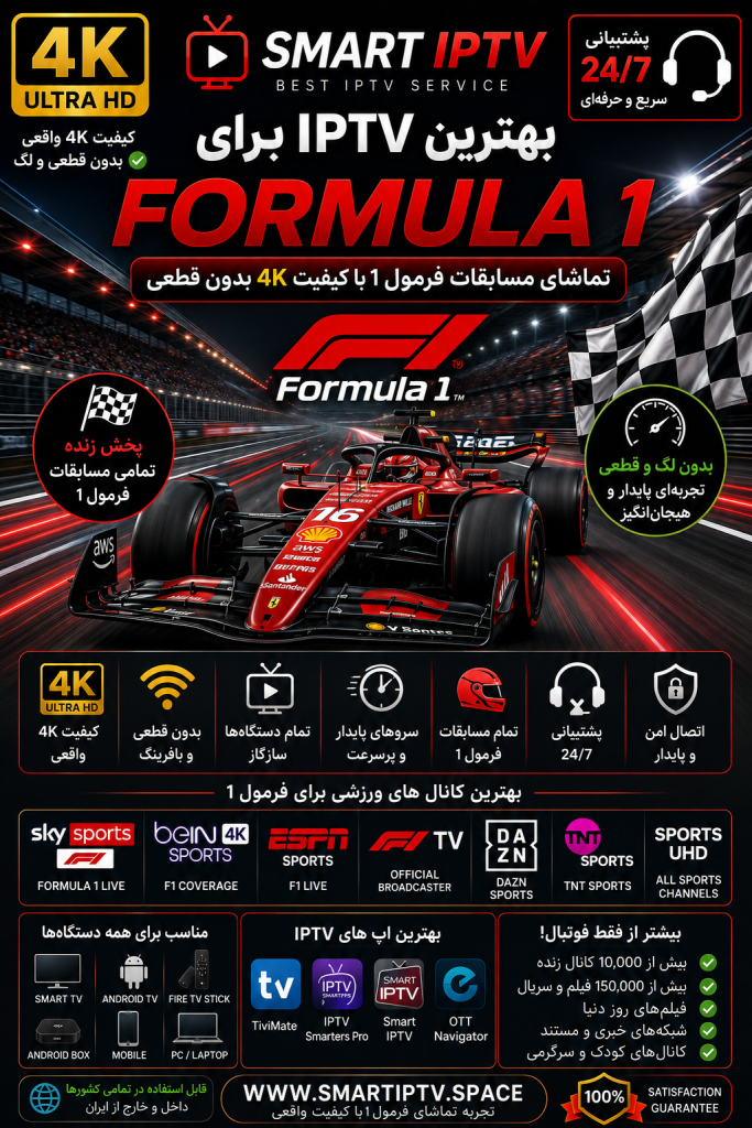بهترین IPTV برای Formula 1 و تماشای مسابقات فرمول 1 با کیفیت 4K